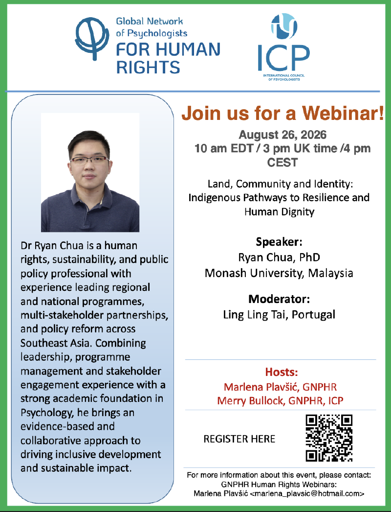 Webinar flyer about indigenous psychology